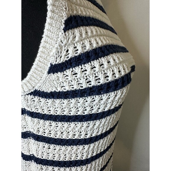 MADEWELL Crochet-Knit Crewneck Sweater Tank Bright Ivory‎ Striped SMALL NWT - Picture 7 of 11
